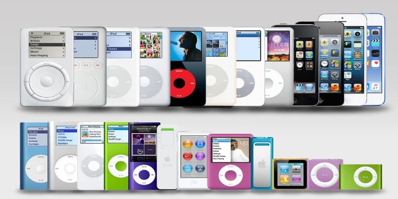 Các đời iPod Nano có thiết kế siêu mỏng